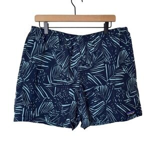 Patagonia Baggies Shorts Mens XL Blue Palm Print Swim Trunk Beach Active Wear